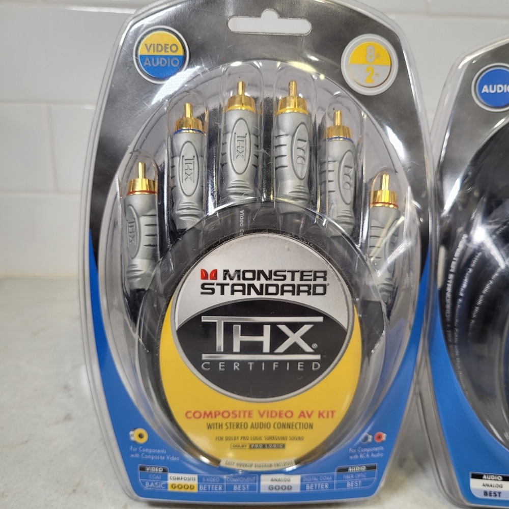 Monster Standard THX Certified Composite Video AV Kit 8ft -24K Gold Contacts-NEW